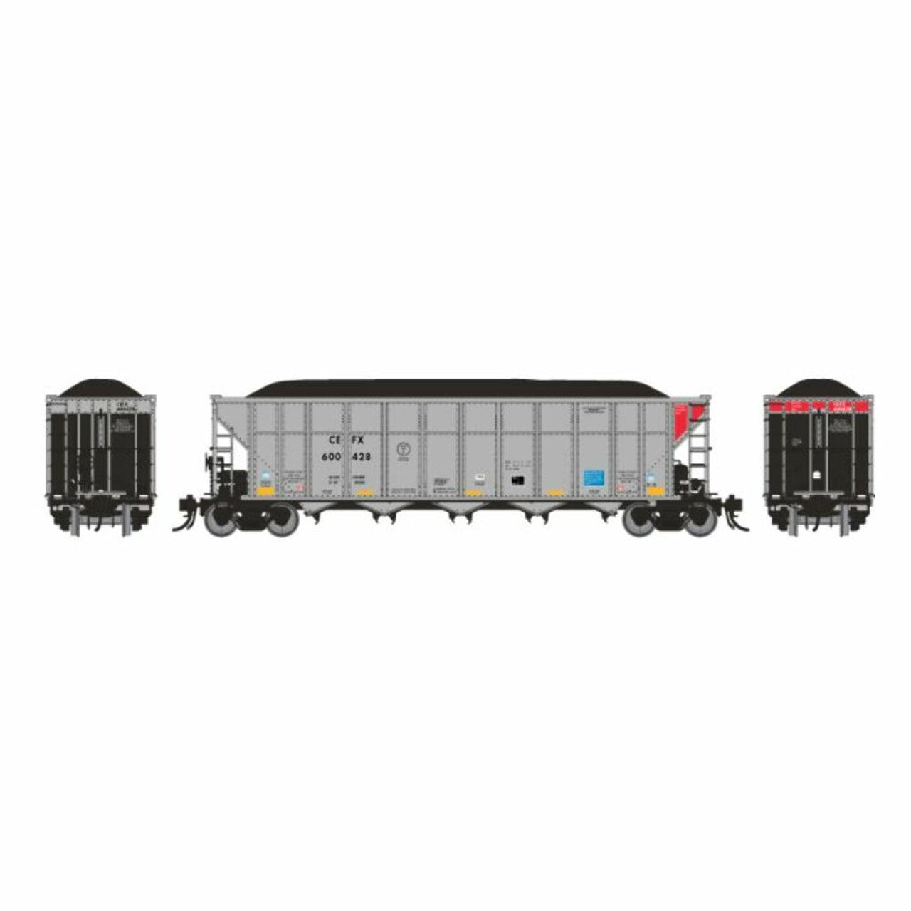 Rapido HO Scale CEFX AutoFlood III RD Coal Hoppers (Pack of 6) #3
