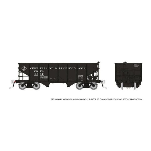 Rapido HO Scale Cumberland & Pennsylvania PRR GLa 2-Bay Hopper (3 Pack) - 148015