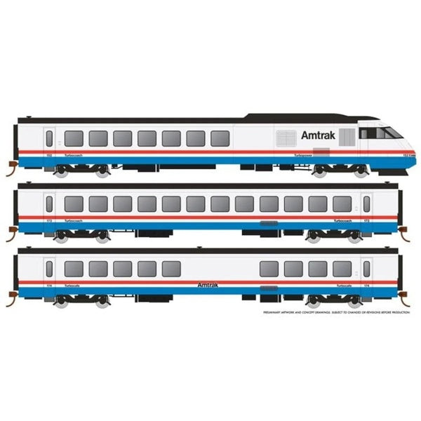 Rapido HO Scale Amtrak RTL Turboliner Phase III Late DCC/Sound Set #4 - 25504