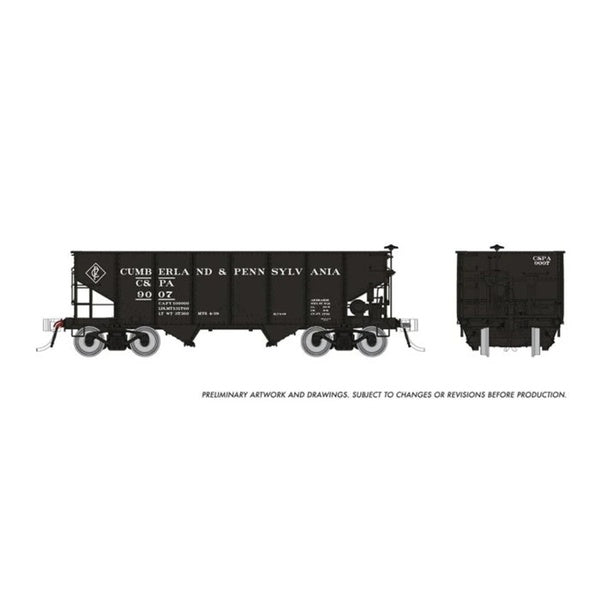 Rapido HO Scale Cumberland & Pennsylvania PRR GLa 2-Bay Hopper Single - 148015A