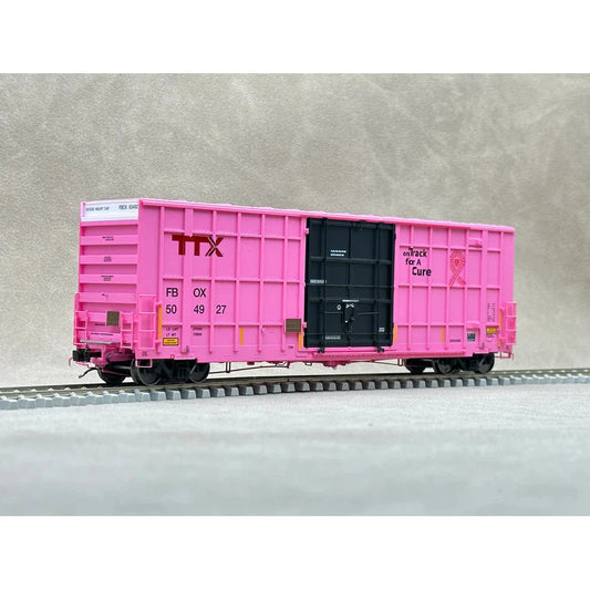 Aurora Miniatures HO Scale TTX On Track For a Cure Greenbrier 6276 CF 50' Plate F Boxcar - FBOX 504927