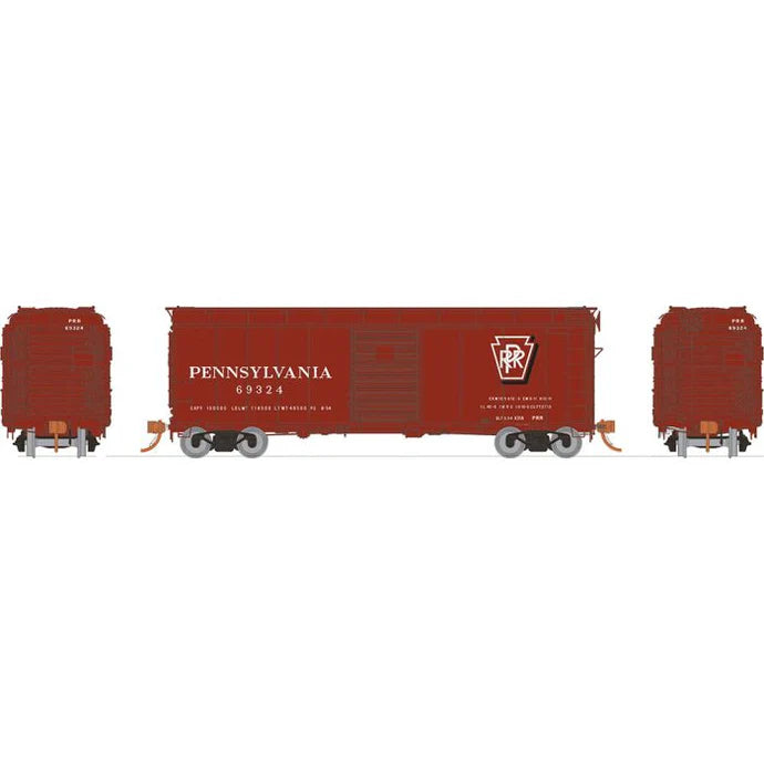 Rapido HO PRR X31A Double-Door Boxcar: Shadow Keystone - Early: 6-Pack