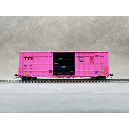 Aurora Miniatures HO Scale TTX On Track For a Cure Greenbrier 6276 CF 50' Plate F Boxcar - FBOX 504927
