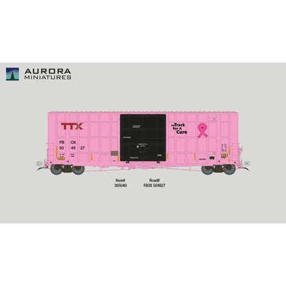 Aurora Miniatures HO Scale TTX On Track For a Cure Greenbrier 6276 CF 50' Plate F Boxcar - FBOX 504927