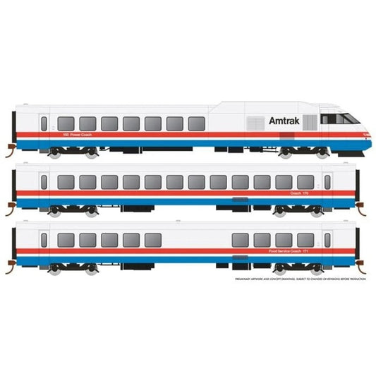 Rapido HO Scale Amtrak RTL Turboliner Phase III Early DCC/Sound Set #1 - 25501