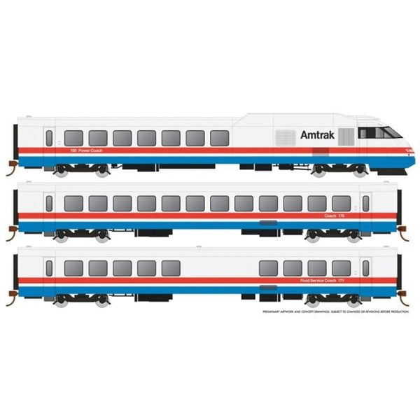 Rapido HO Scale Amtrak RTL Turboliner Phase III Early DCC/Sound Set #3 - 25502