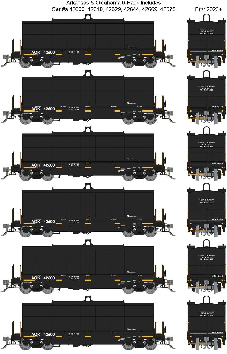 Rapido Trains HO Scale Greenbrier Transverse Coil Car Arkansas & Oklahoma - (AOK/Black) 6-pack
