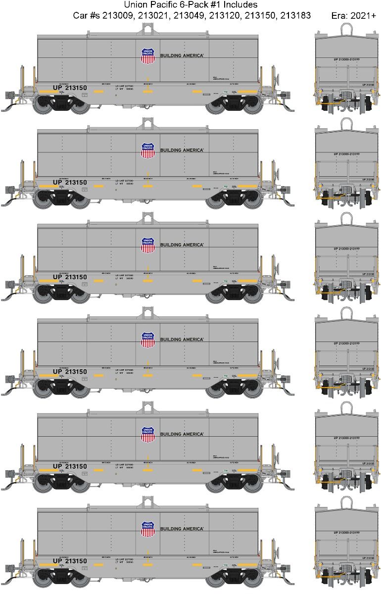 Rapido Trains HO Scale Greenbrier Transverse Coil Car Union Pacific (UP) 6-pack
