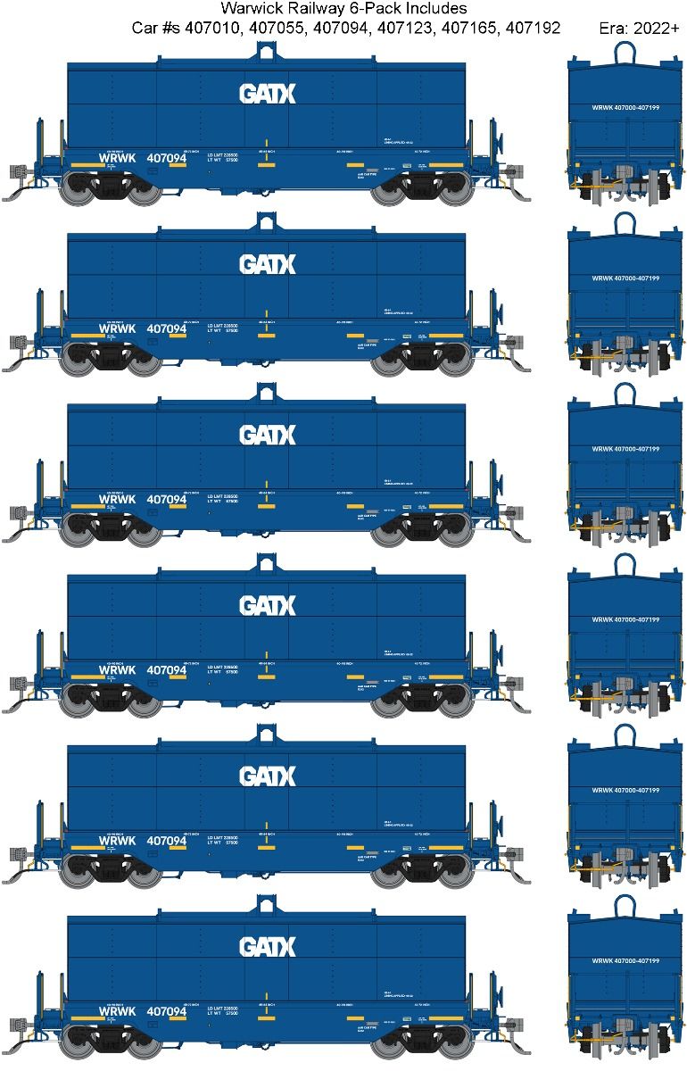 Rapido Trains HO Scale Greenbrier Transverse Coil Car GATX (WRWK) 6-pack